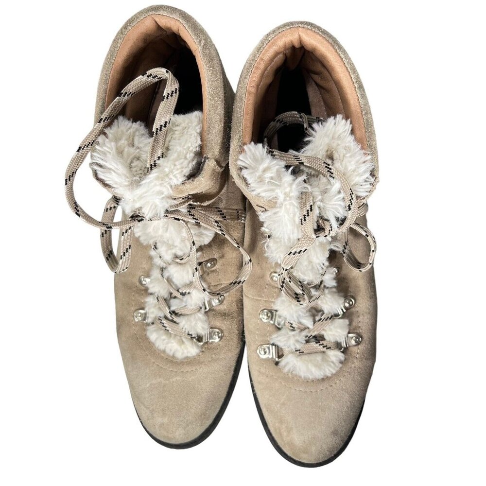 Sam Edelman Ankle Boots Darrah 2 Sherpa Combat Hiker Sz 10 Tan Suede Lace Up - Picture 8 of 13